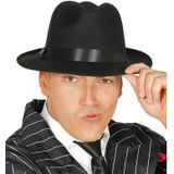 Carnaval verkleed set compleet - gangster/maffia hoedje met stropdas - zwart/wit - volwassenen - verkleedkleding