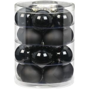 40x Zwarte glazen kerstballen 6 cm glans en mat - Kerstboomversiering zwart