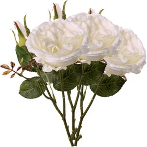 Top Art Kunstbloem roos Little Joy - 3x - wit - 38 cm - kunststof steel - decoratie bloemen