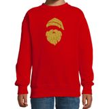 Kerstman hoofd Kerstsweater - rood met gouden glitter bedrukking - kinderen - Kersttruien / Kerst outfit