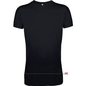 Set van 2x stuks extra lang formaat basic heren t-shirt zwart - Longfit - 100% katoen., maat: XL