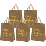 Set van 8x stuks papieren verjaardag giftbags/cadeau tasjes Happy Birthday 27 x 34 x 15 cm - cadeau tassen
