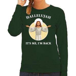 Hallelujah its me im back Kerstsweater / kersttrui groen voor dames - Kerstkleding / Christmas outfit
