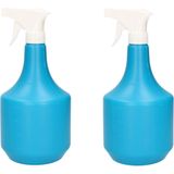 2x Plantenspuiten/waterspuiten 1 liter turqouise blauw - Waterverstuivers/watersproeiers