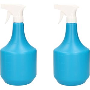 2x Plantenspuiten/waterspuiten 1 liter turqouise blauw - Waterverstuivers/watersproeiers