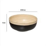 5Five - 2x - serveerschaal/saladeschaal - zwart - bamboe - 20 x 8 cm - rond