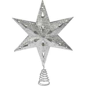 Christmas Decoration kerst ster piek - zilver- LED verlichting -H35 cm