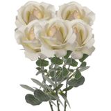 5x Creme witte rozen/roos kunstbloemen 37 cm - Kunstbloemen boeketten