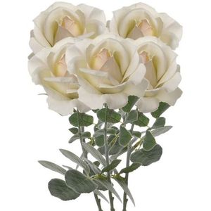 5x Creme witte rozen/roos kunstbloemen 37 cm - Kunstbloemen boeketten