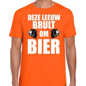 Koningsdag t-shirt deze leeuw brult om bier - oranje - heren - koningsdag / EK/WK outfit / kleding / shirt