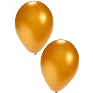 Bellatio Decorations ballonnen - 50 stuks - goud - 27 cm - helium of lucht - verjaardag / versiering