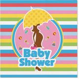 60x Babyshower feest servetten gekleurd 25 x 25 cm papier - Babyshower papieren wegwerp tafeldecoraties