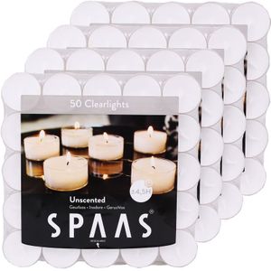 200x Clearlights witte theelichtjes/waxinelichtjes 4,5 branduren in hersluitbare verpakking - Geurloze kaarsen