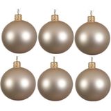 18x Licht parel/champagne glazen kerstballen 8 cm - Mat/matte - Kerstboomversiering licht parel/champagne