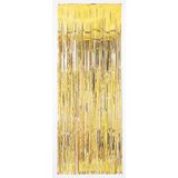 4x stuks folie deurgordijn goud 243 x 91 cm - Feestartikelen/versiering - Tinsel deur gordijn