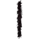 Boland Carnaval verkleed boa met veren - 2x - zwart - 180 cm - 50 gram - Glitter and Glamour