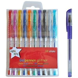 Gekleurde gelpennen met glitter 10 stuks - Tekenspullen voor kinderen - Hobby/knutelmateriaal
