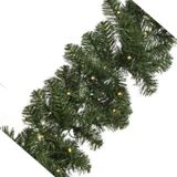 Groene dennen guirlande/dennenslinger inclusief warm witte verlichting - Dennenslingers/kerstslingers kerstversiering/kerstdecoratie