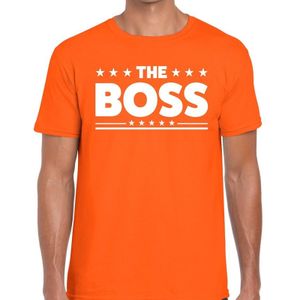 The Boss tekst t-shirt oranje heren - heren shirt The Boss - oranje kleding