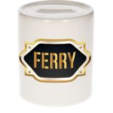 Ferry naam cadeau spaarpot met gouden embleem - kado verjaardag/ vaderdag/ pensioen/ geslaagd/ bedankt