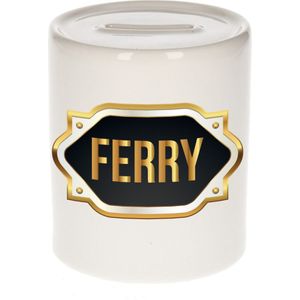 Ferry naam cadeau spaarpot met gouden embleem - kado verjaardag/ vaderdag/ pensioen/ geslaagd/ bedankt