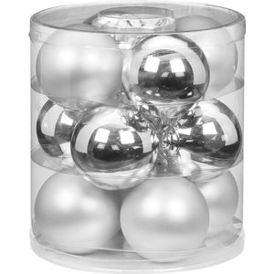 24x stuks glazen kerstballen zilver 8 cm glans en mat - Kerstboomversiering/kerstversiering