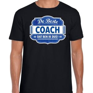 Cadeau t-shirt voor de beste coach voor heren - zwart met blauw - coach - kado shirt / kleding - vaderdag / collega