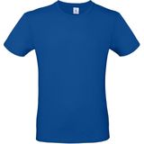 Set van 2x stuks blauw basic t-shirt met ronde hals voor heren - katoen - 145 grams - witte shirts / kleding, maat: L (52)