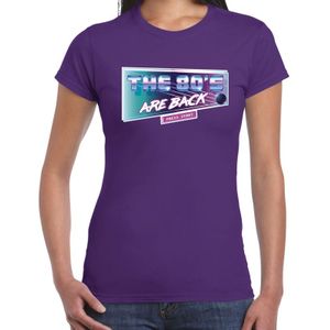 Eighties verkleed thema - The 80s are back t-shirt - paars - dames kleding - disco thema outfit / feest shirt kleding