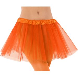 Dames verkleed rokje/tutu  - tule stof met elastiek - oranje - one size
