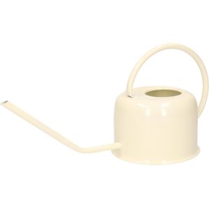 Retro metalen gieter / plantengieter voor binnen 1100 ml - creme wit -  RVS - plantengieters / gieters