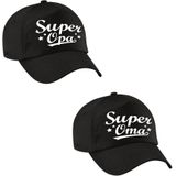 Super Opa en Super Oma petje zwart - Cadeau baseball caps voor Opa en Oma - Opa en Oma cadeautje