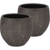 DK Design Bloempot Maya - 2x - verweerd zwart - D18 x H20 cm - rustiek