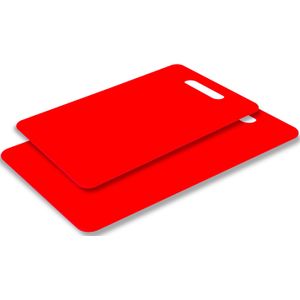 Excellent Houseware snijplank - set van 2 formaten - rood - kunststof