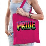 Bellatio Decorations Gay Pride tas voor dames - roze - katoen - 42 x 38 cm - regenboog - LHBTI