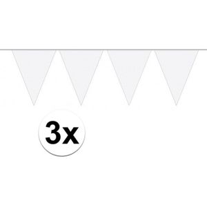 3 stuks Vlaggenlijnen/slingers XXL wit 10 meter
