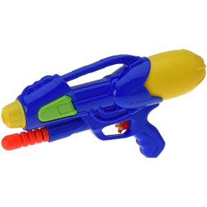 1x Waterpistolen/waterpistool blauw van 30 cm met pomp kinderspeelgoed - waterspeelgoed van kunststof - waterpistolen met pomp