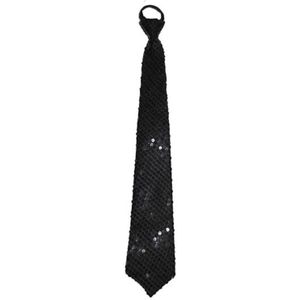 Funny Fashion Carnaval verkleed stropdas met glitter pailletten - zwart - polyester - heren/dames