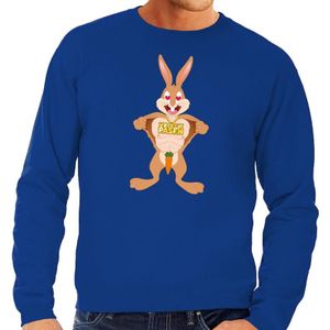 Blauwe Paas sweater verliefde paashaas - Pasen trui voor heren - Pasen kleding