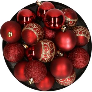 Kerstballen - 20x stuks - rood - kunststof - 6 cm