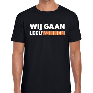 Nederland supporter t-shirt Wij gaan Leeuwinnen zwart heren - oranje landen kleding
