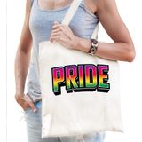 Bellatio Decorations Gay Pride tas voor dames - wit - katoen - 42 x 38 cm - regenboog - LHBTI