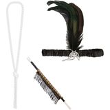 Carnaval verkleed accessoire set - sigarettenhouder/parelketting/hoofdband - charleston/jaren 20 stijl