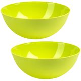 Plasticforte Serveerschaal/Saladeschaal - 2x stuks - D25 x H10 cm - kunststof - groen - 2,5 liter