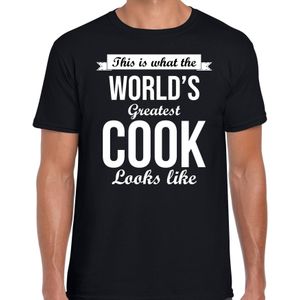 Worlds greatest cook cadeau t-shirt zwart voor heren - Cadeau verjaardag t-shirt kok