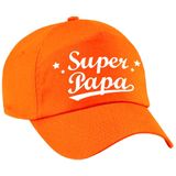 Super papa vaderdag cadeau pet / baseball cap oranje voor heren -  kado voor vaders