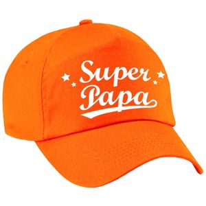 Super papa vaderdag cadeau pet / baseball cap oranje voor heren -  kado voor vaders