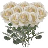 10x Creme witte rozen/roos kunstbloemen 37 cm - Kunstbloemen boeketten
