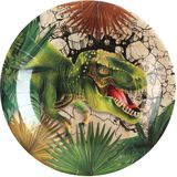 Santex feest wegwerpbordjes - dinosaurus - 20x stuks - 23 cm - bruin/groen