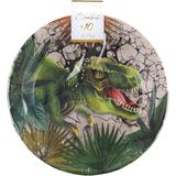 Santex feest wegwerpbordjes - dinosaurus - 20x stuks - 23 cm - bruin/groen